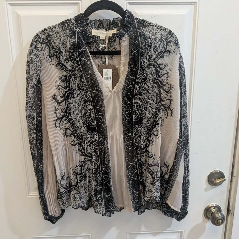 NWT Anthropologie Forever That Girl Sheer Blouson Printed Top - Picture 6 of 11